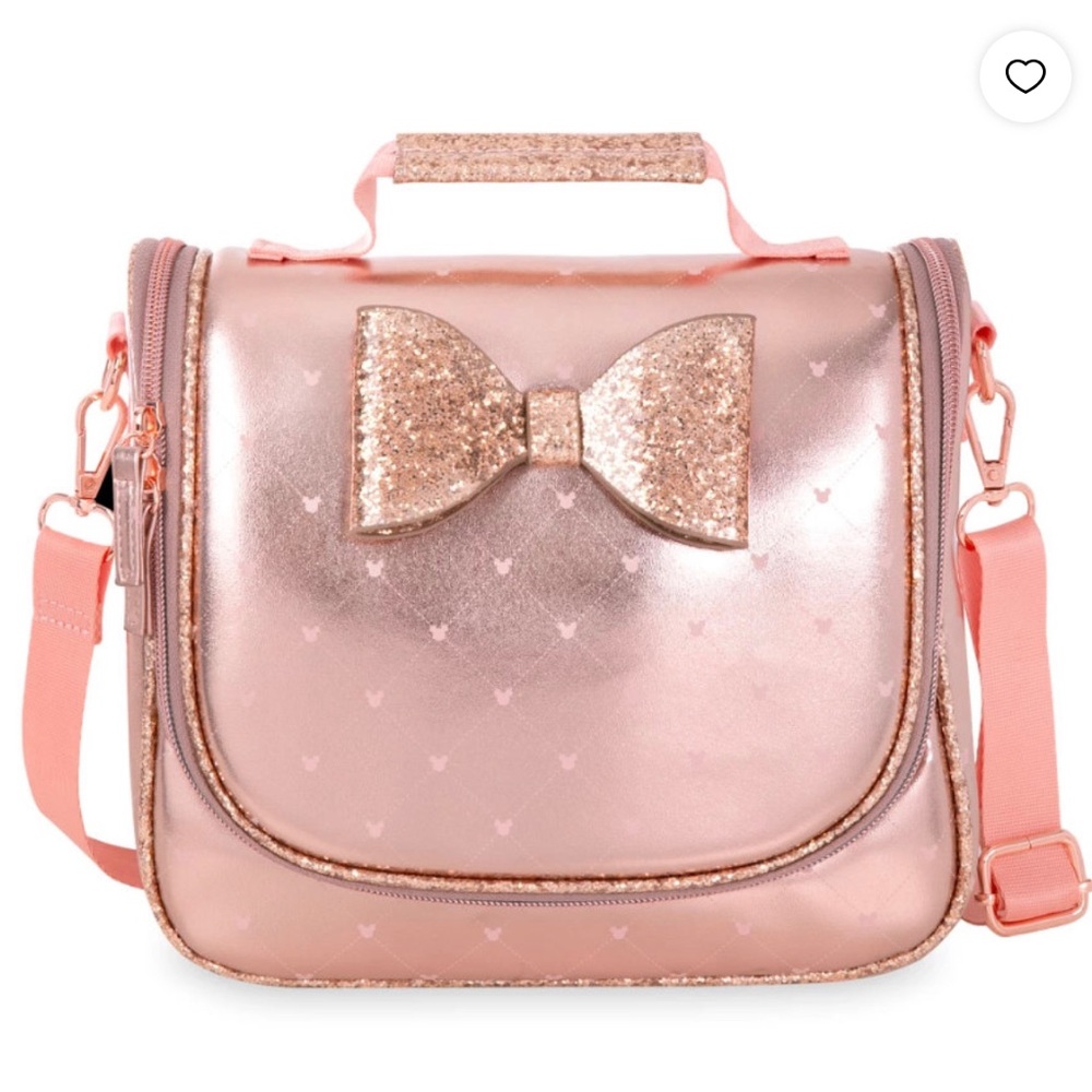 Disney Store Minnie Mouse Metallic Rose Gold Faux Leather Lunch Tote Bag